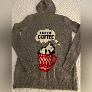 Hollister gray hoodie, sweater I need coffee printed on the back size xs